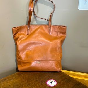 Vintage Leather Tote Bag Book Bag Purse Thingy